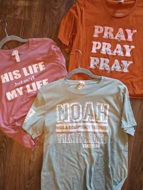 Graphic Tee - Sage Green, Rose And Burnt Orange